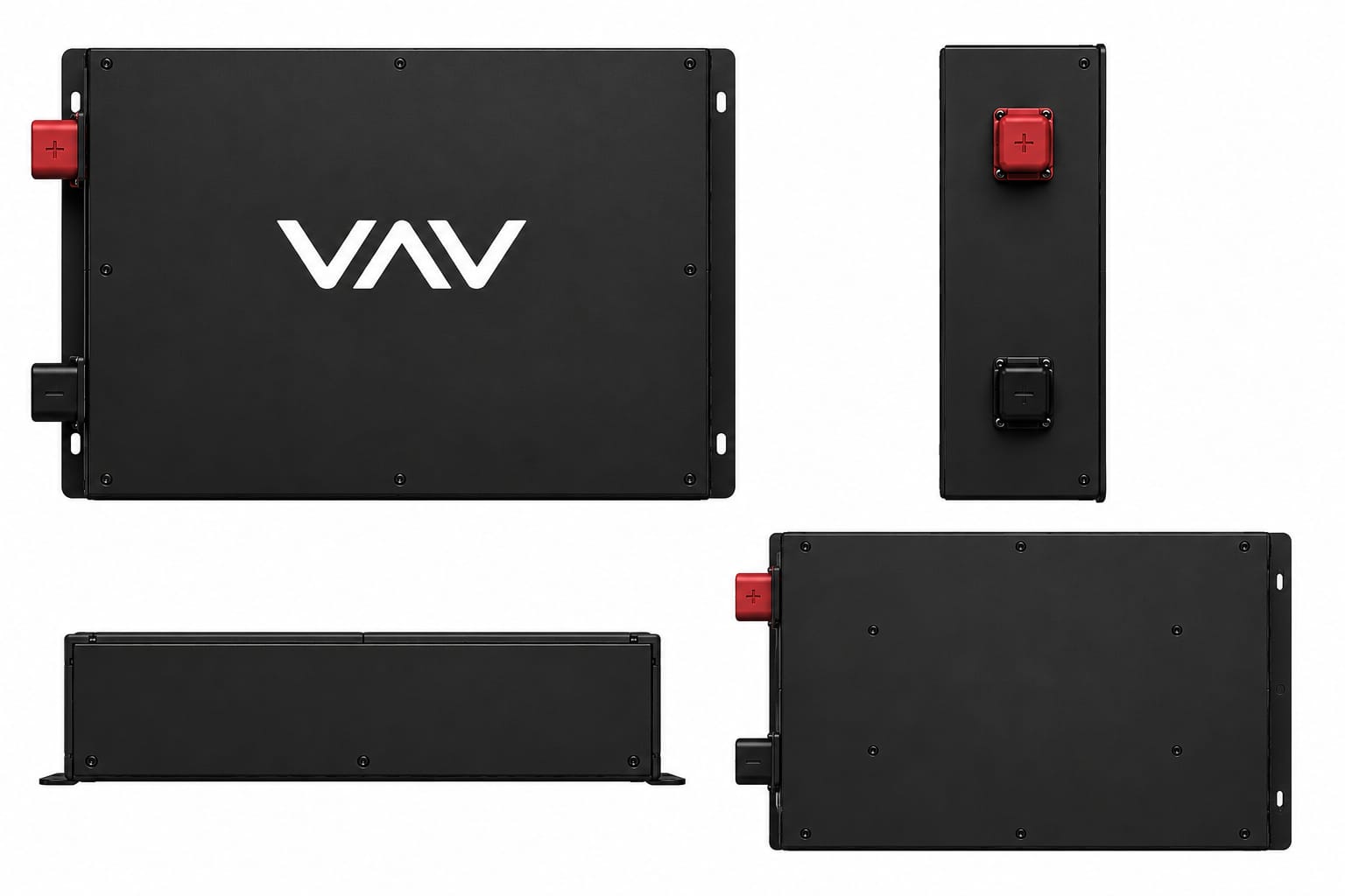 VAVTRONICS battery pack — front, side, top, and rear views